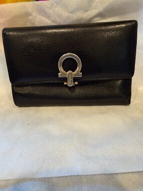Vintage Ferragamo Leather Clutch Wallet with Signature Horsebit Accent